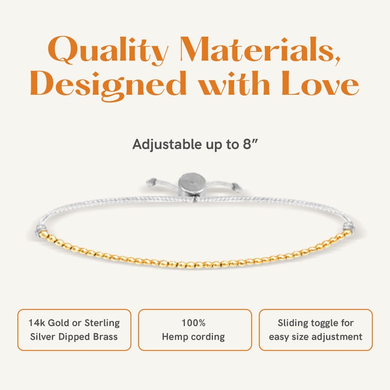Lucky Feather Gifts for 40 Year Old Woman â€‹â€‹ | Cute 14k Gold Dipped Beads Bracelet | Fabulous Forty Milestone Bracelet | gift ideas, for women 40s | Adjustable 7"- 8" Cord | 40th Birthday Gifts Women - Image 2